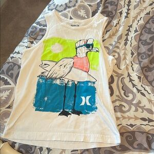 Hurley Kids White Tank Top with Surfing Seagull Print size small